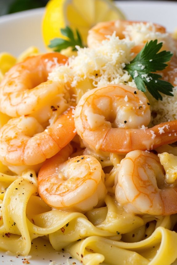 garlic butter shrimp fettuccine