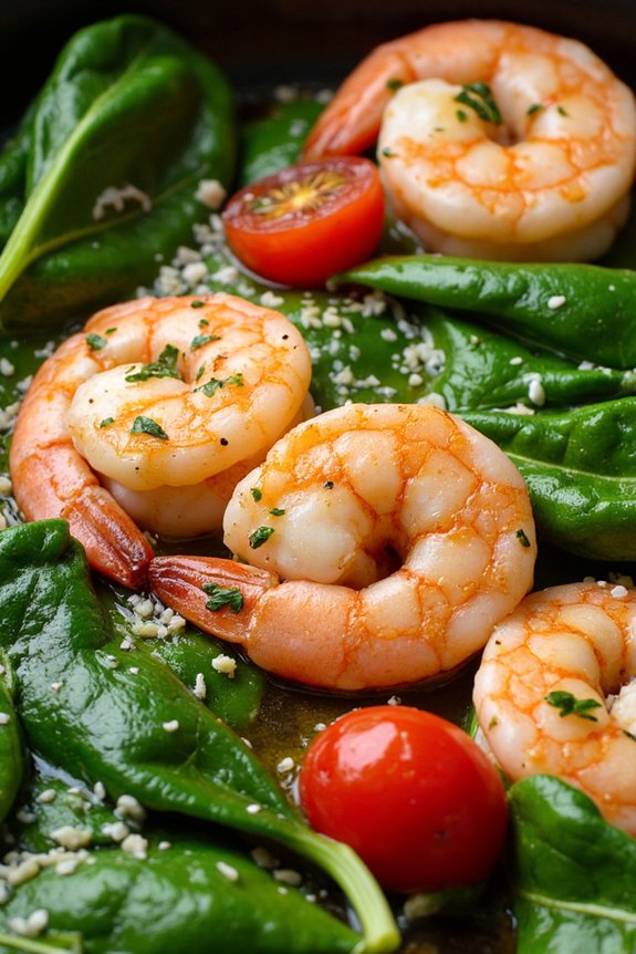 garlic shrimp spinach skillet delight