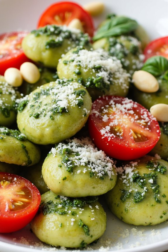 gnocchi pesto cherry tomatoes delicious