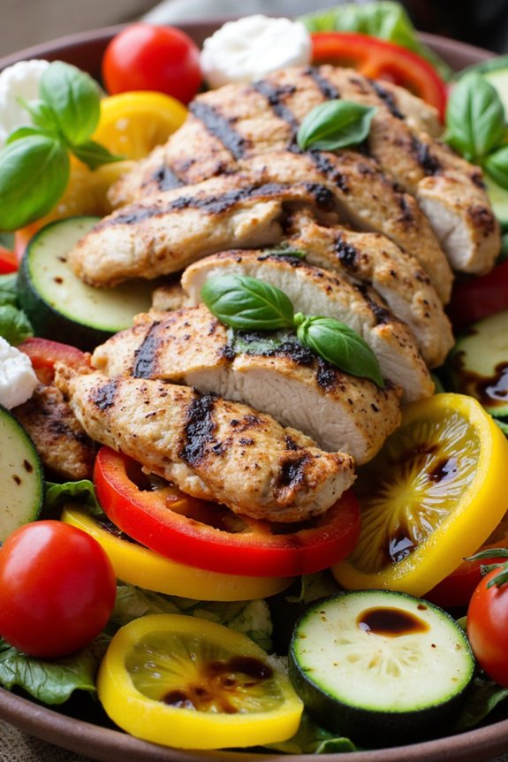 grilled chicken vegetable caprese salad
