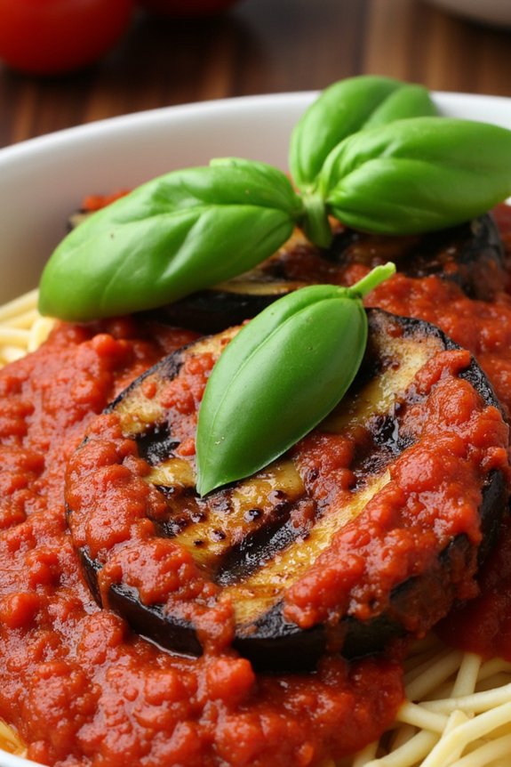 grilled eggplant marinara pasta