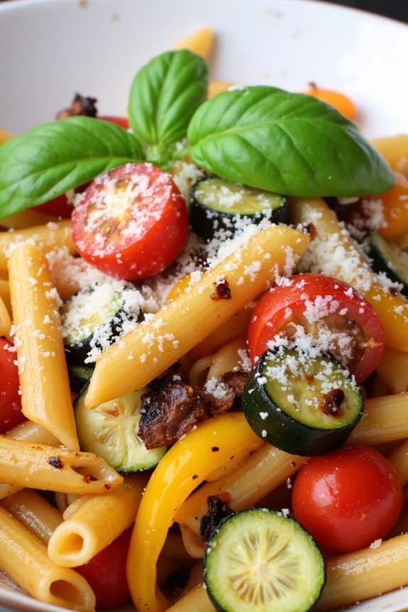 grilled pasta with vegetables