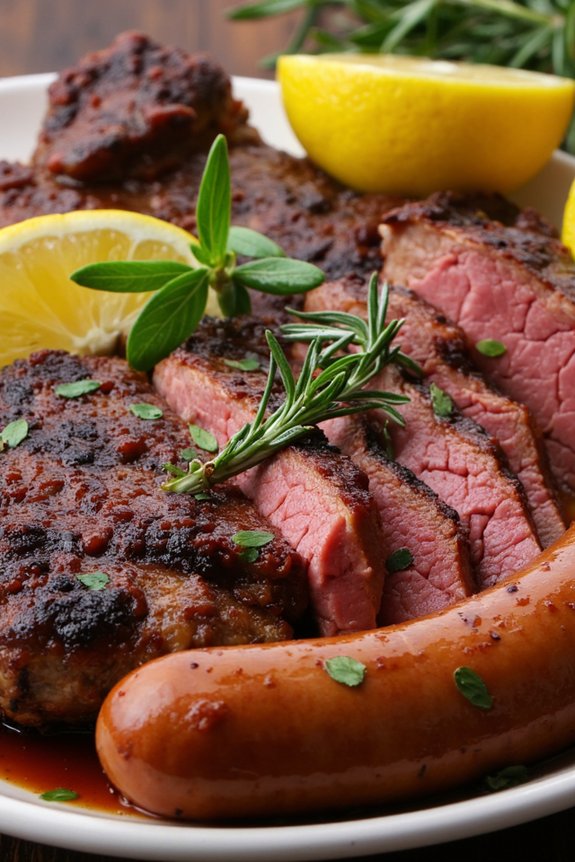 grilled sausage and beef