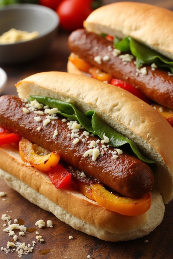 grilled sausage and peppers sandwiches