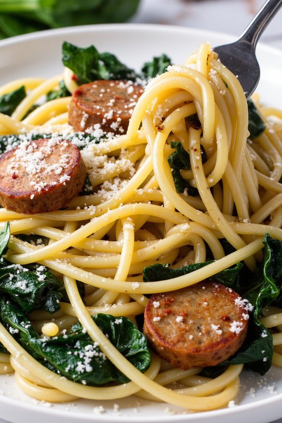 healthy spaghetti with sausage