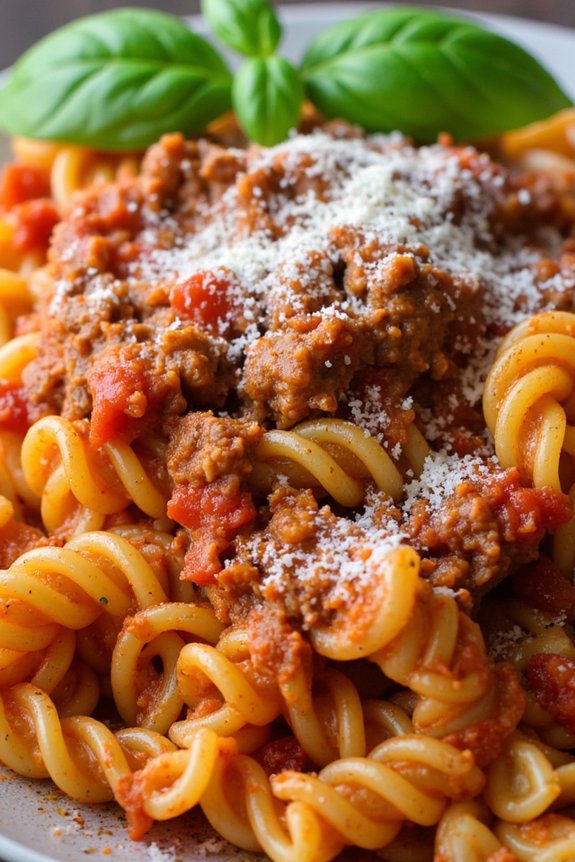 hearty beef tomato pasta