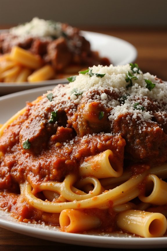 hearty beef wine rigatoni