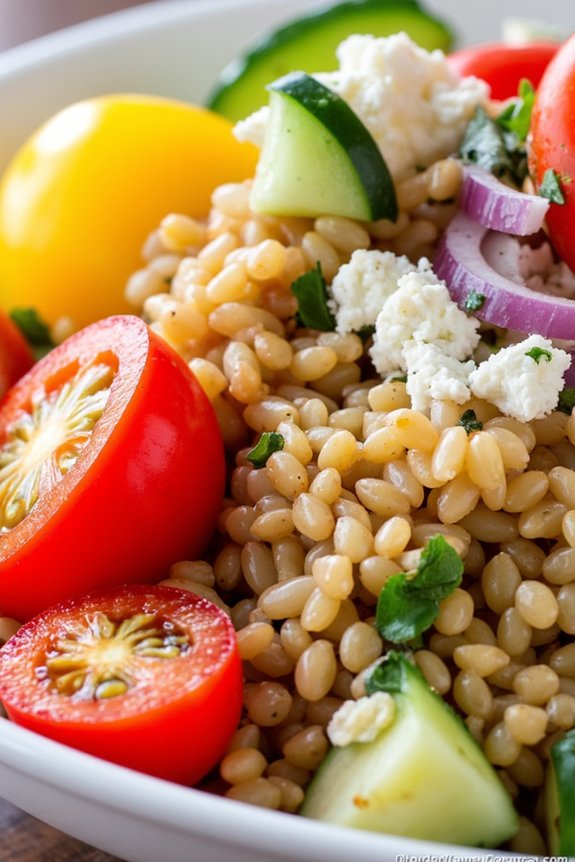 hearty farro vegetable salad