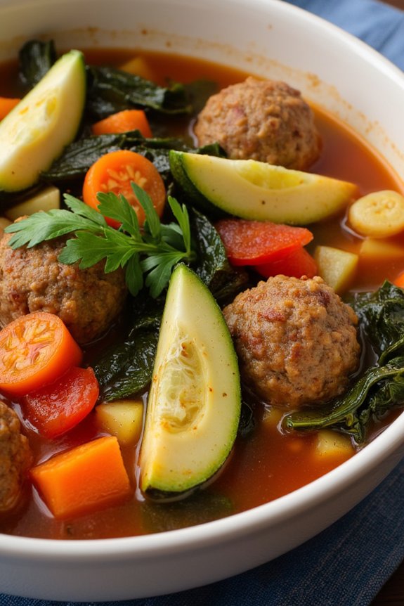 hearty meatball vegetable soup