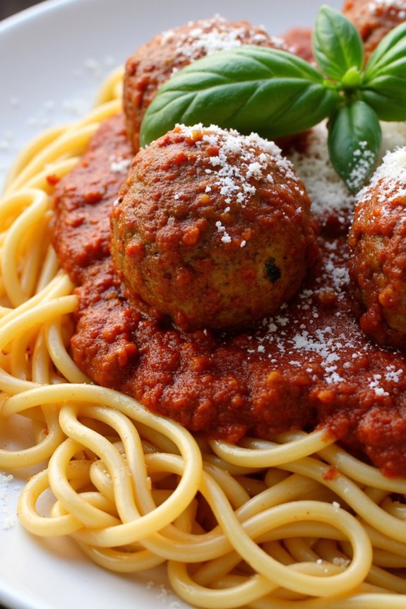 hearty meatballs with spaghetti