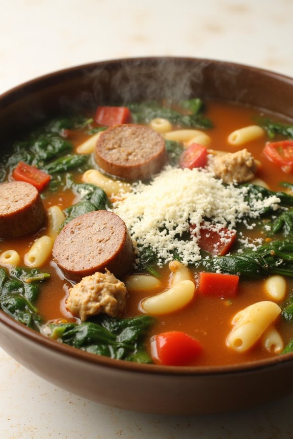 hearty sausage spinach soup
