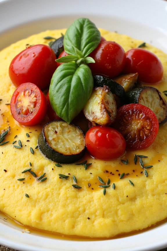 herb infused polenta with vegetables