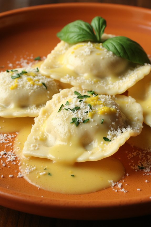 homemade artichoke ravioli dish