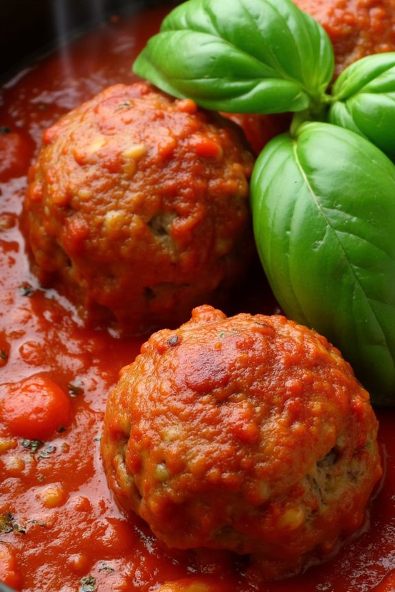 homemade meatballs in marinara