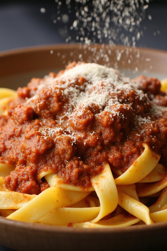 homemade pasta with rich sauce