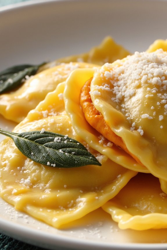 homemade pumpkin parmesan ravioli