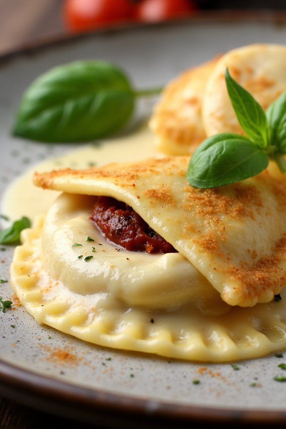 homemade ravioli with goat cheese