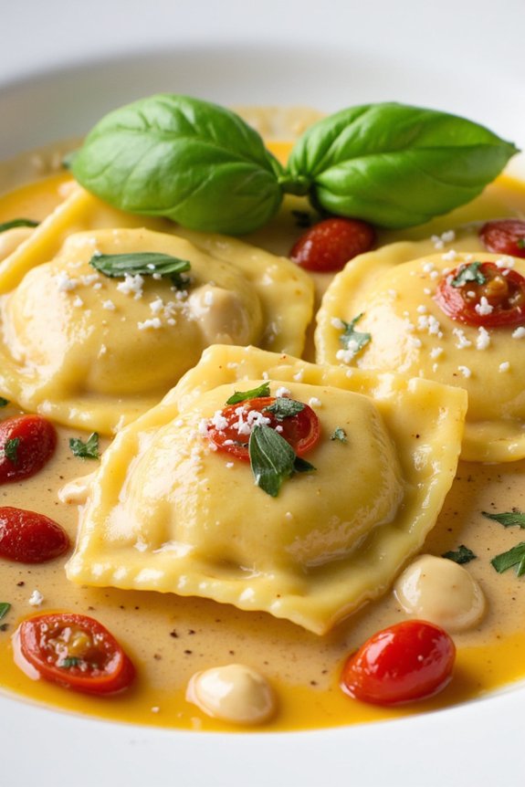 homemade ravioli with sun dried tomatoes