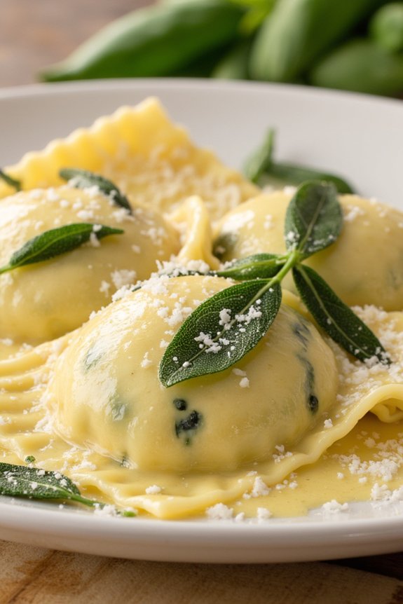 homemade spinach ricotta ravioli