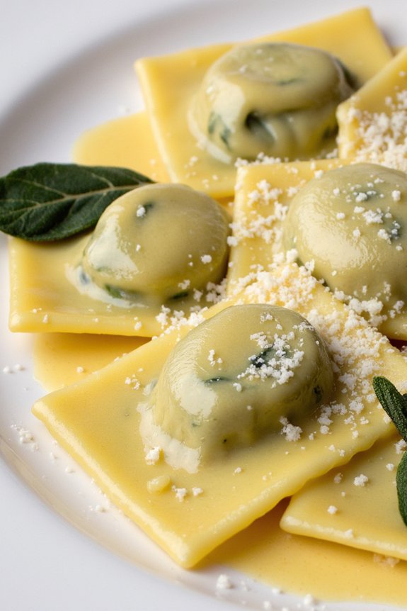 homemade spinach ricotta ravioli