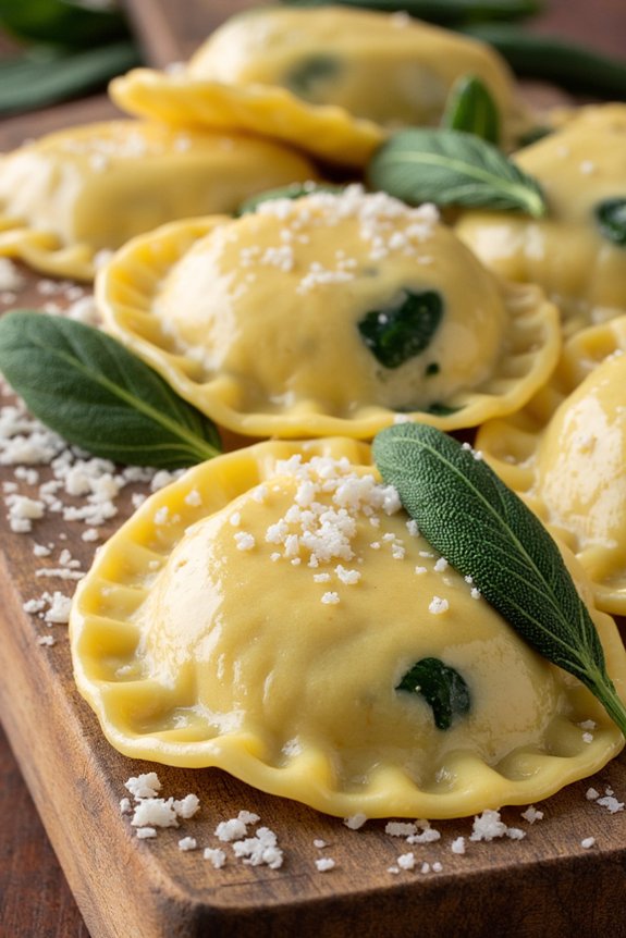 homemade spinach ricotta ravioli