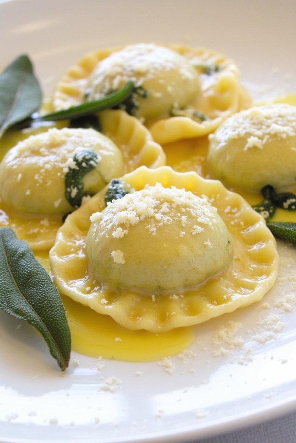 homemade spinach ricotta ravioli