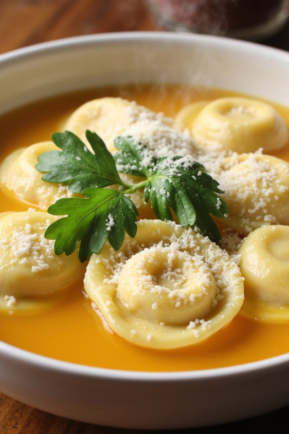 homemade tortellini in broth