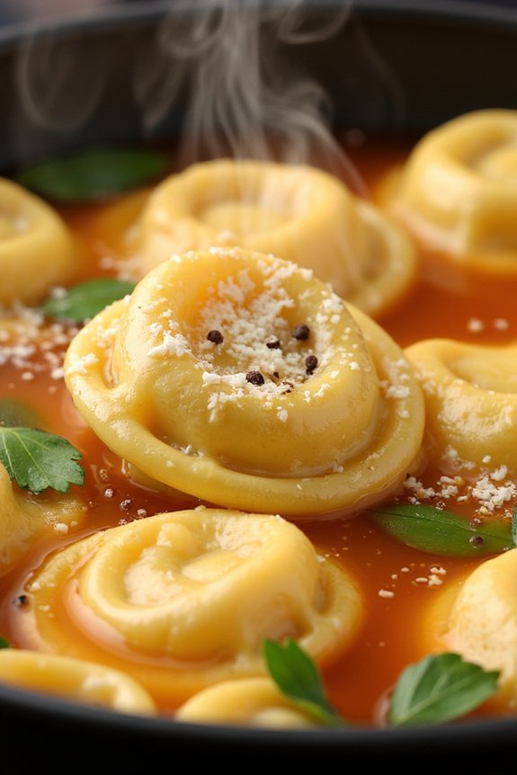 homemade tortellini in broth