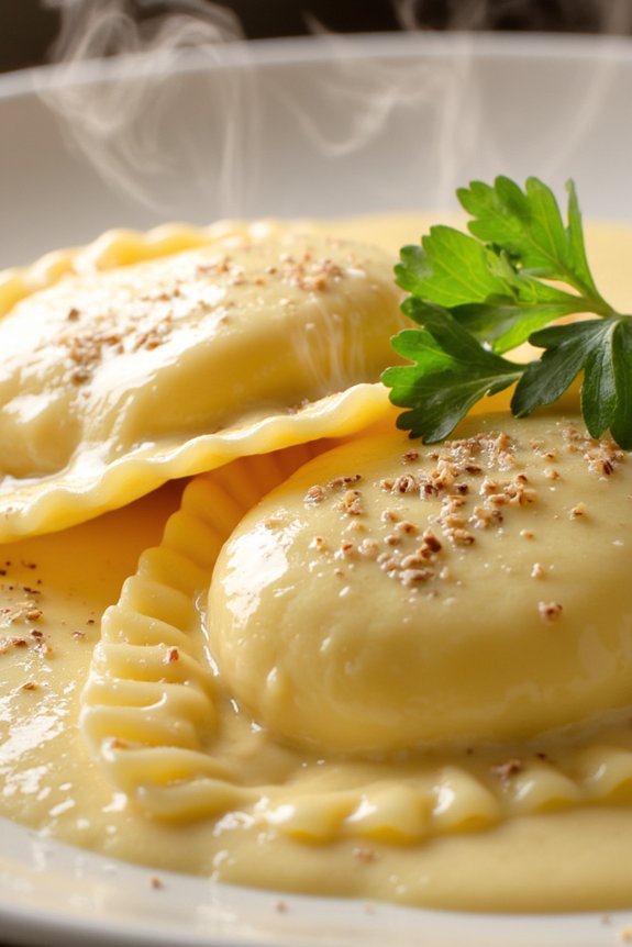 indulgent cheese ravioli dish