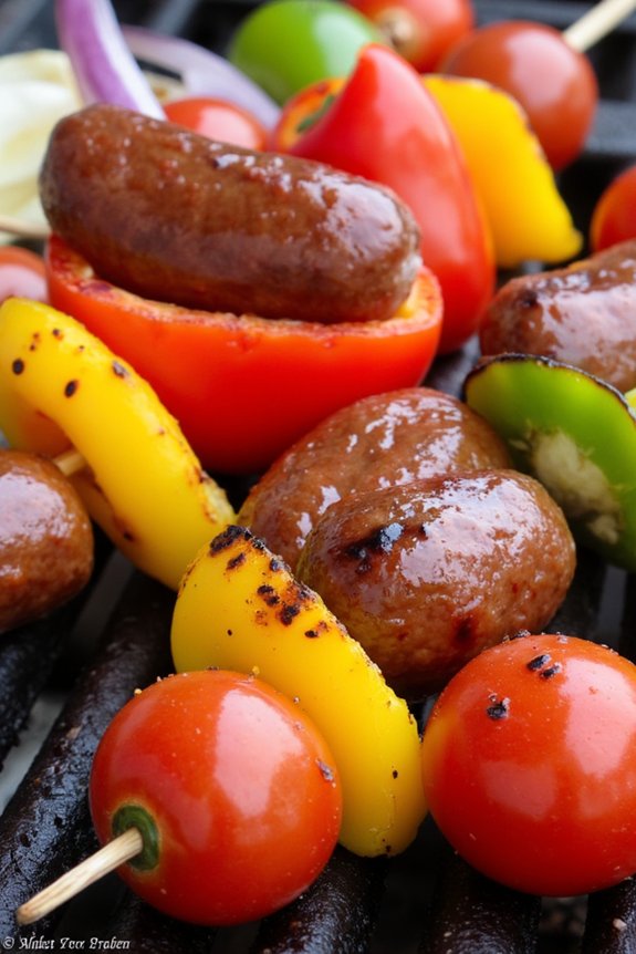 italian sausage vegetable skewers