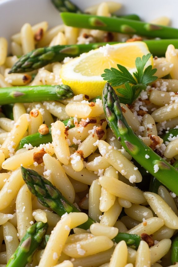 lemon asparagus orzo delight