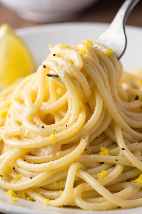 lemon enhanced creamy pasta dish
