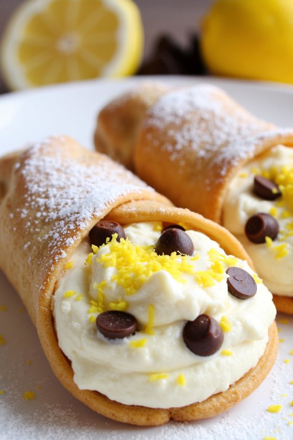 lemon filled crispy cannoli shells