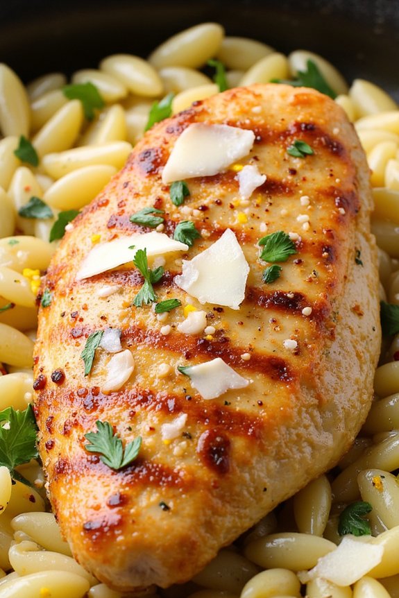 lemon herb chicken orzo skillet