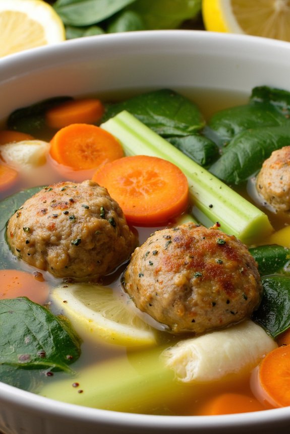 lemon herb meatball soup