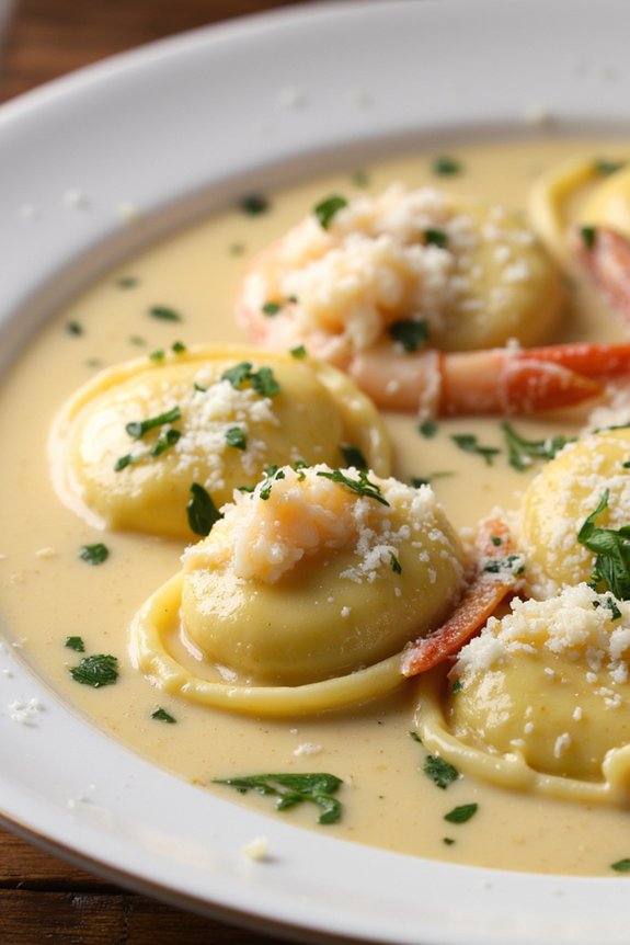 lobster ravioli with creamy sauce