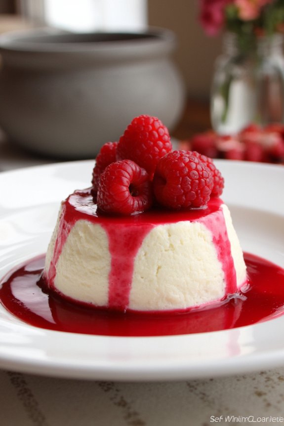 luscious raspberry panna cotta