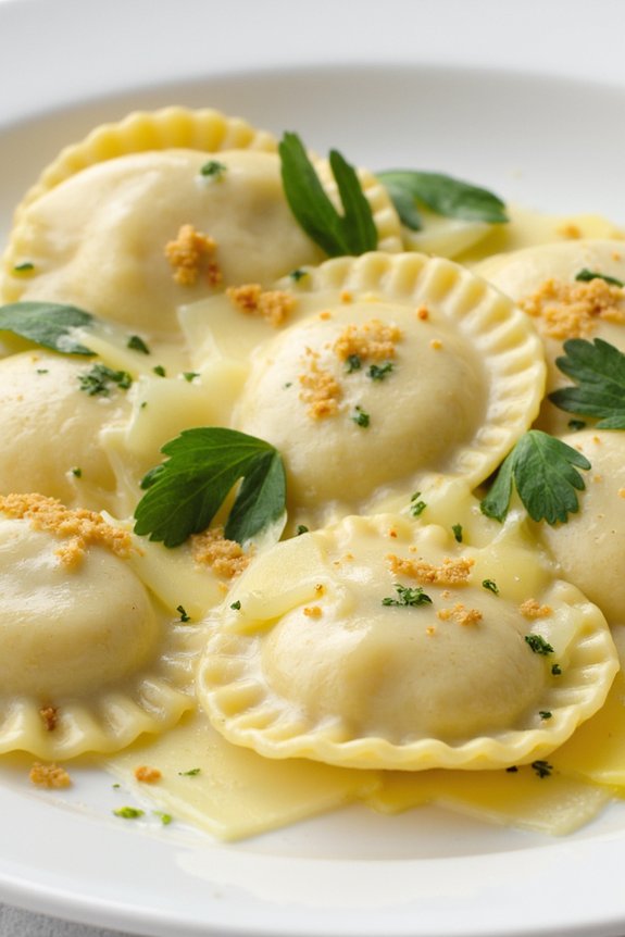 luxurious truffle butter ravioli