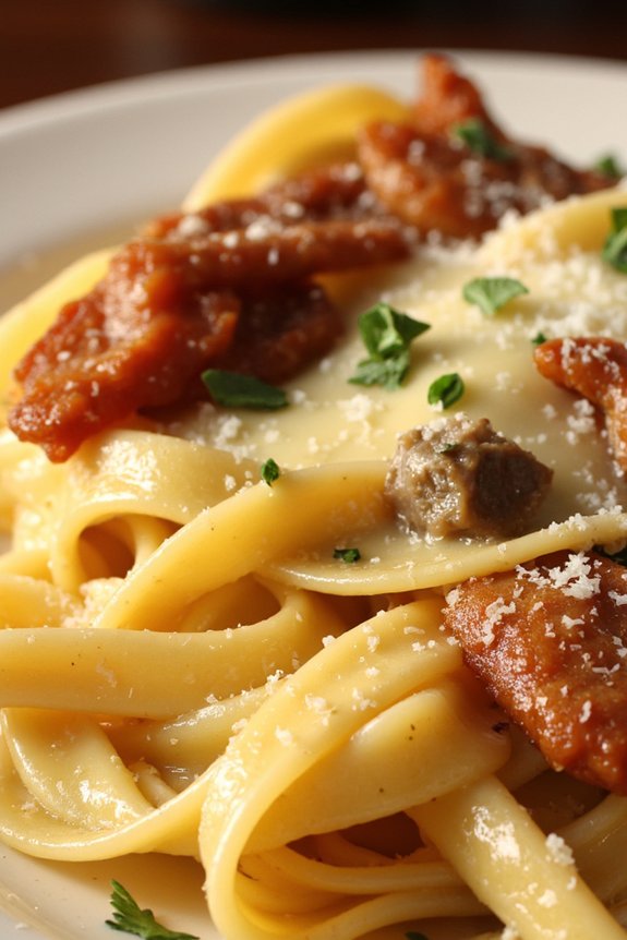 luxurious truffle pancetta pasta