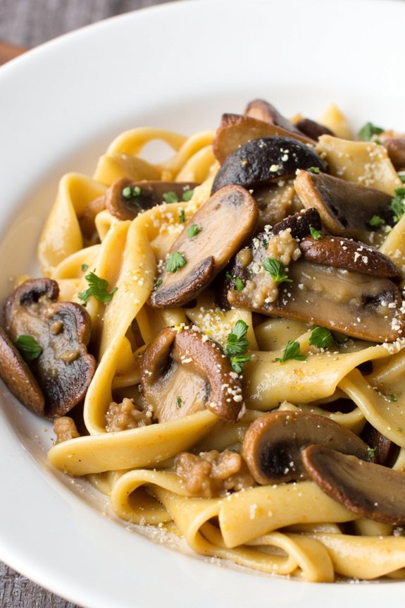 luxurious vegan mushroom fettuccine