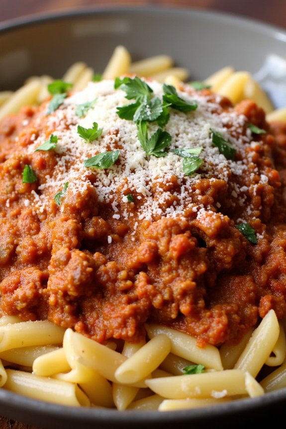 mediterranean meat sauce pasta