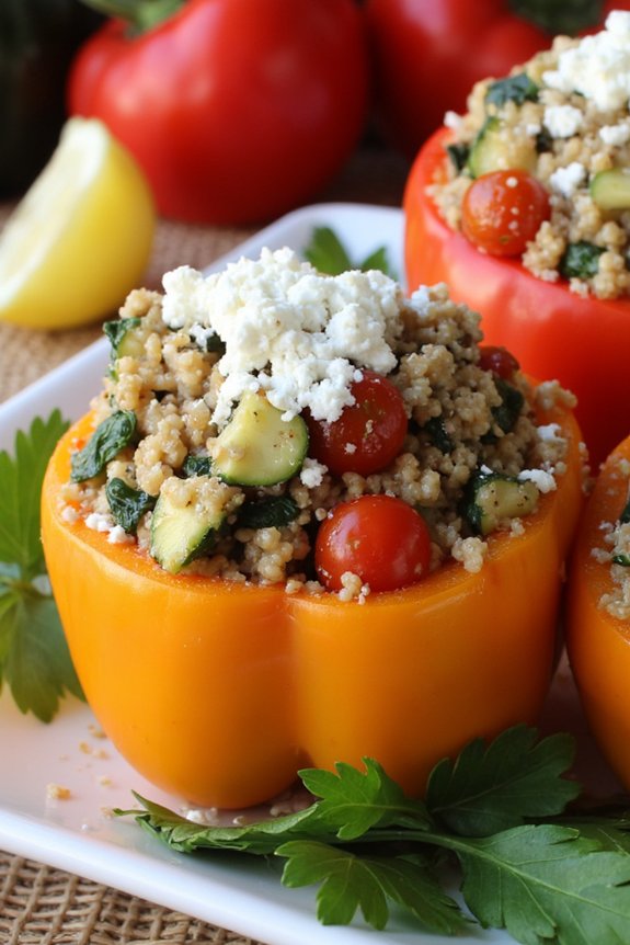 mediterranean veggie stuffed peppers