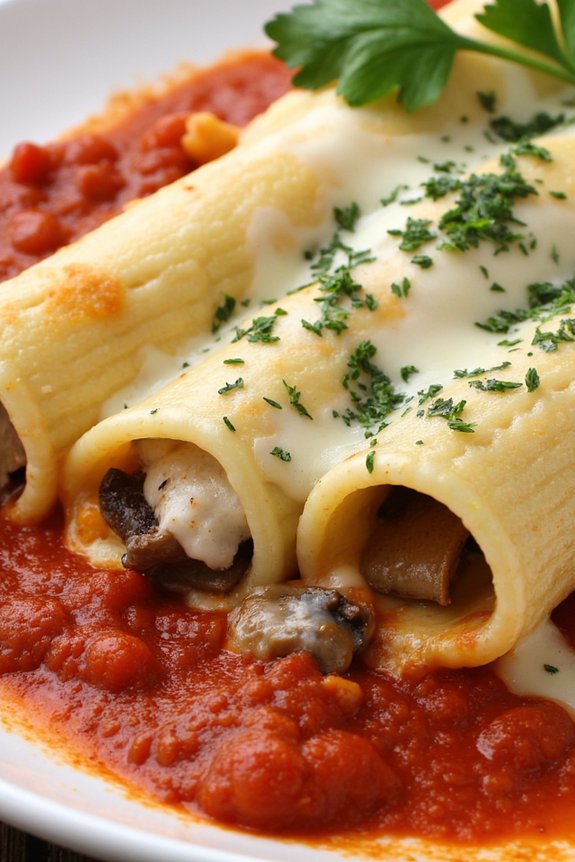 mushroom and cheese filled