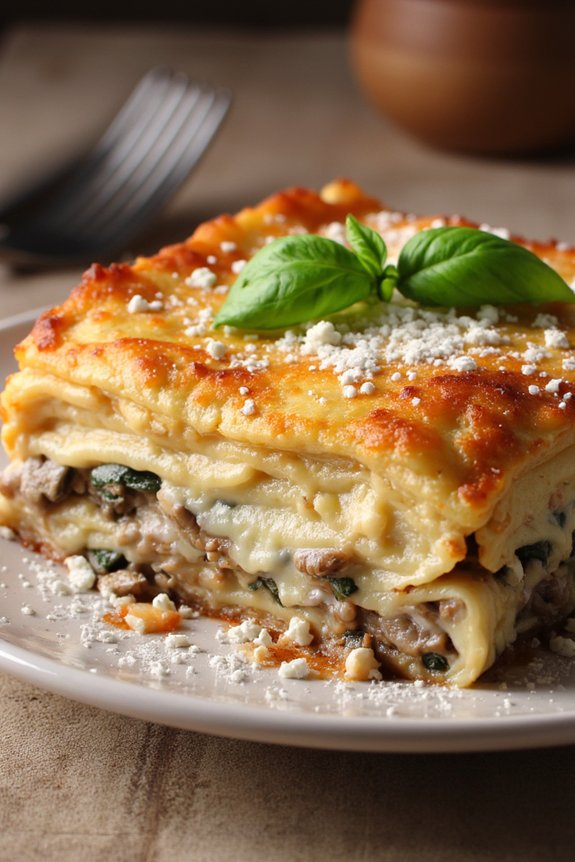 mushroom goat cheese lasagna