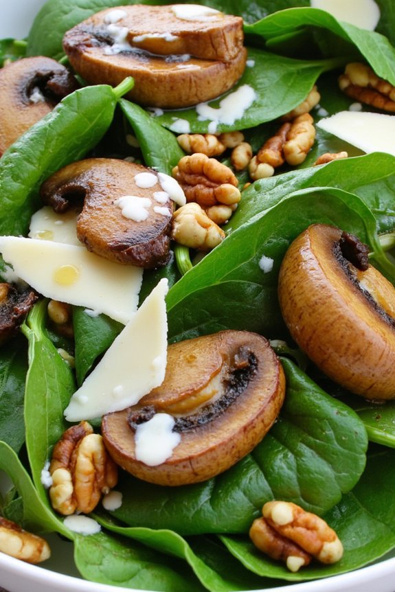 nutritious spinach mushroom salad