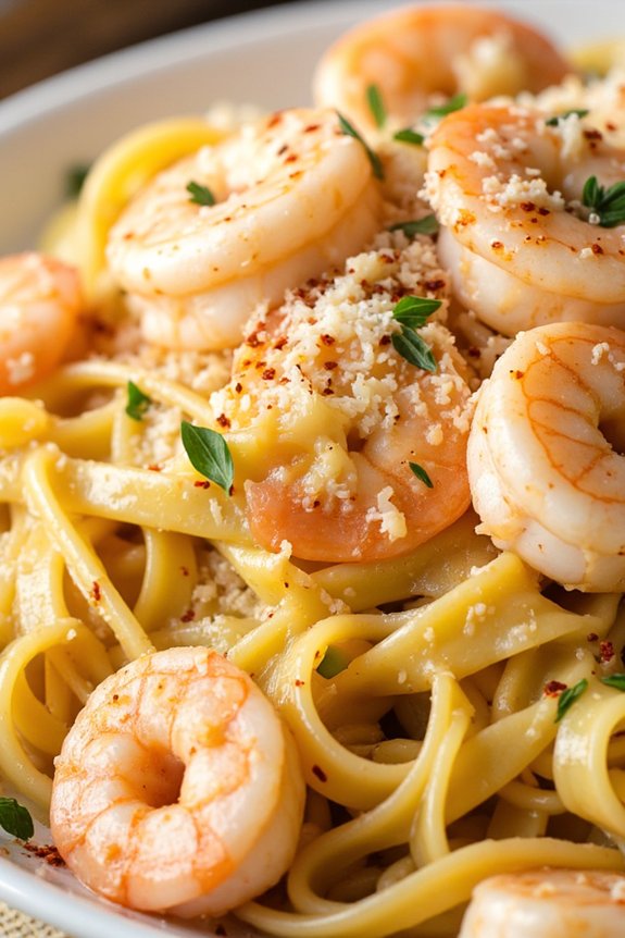 one pot garlic shrimp fettuccine