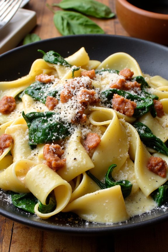 pasta with pancetta and spinach