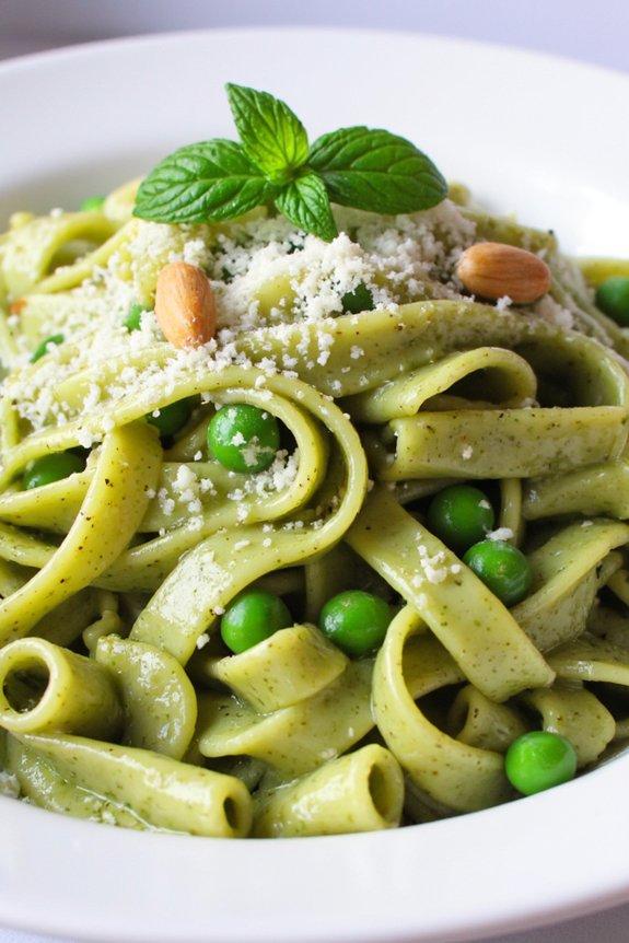 pea and mint pesto fettuccine