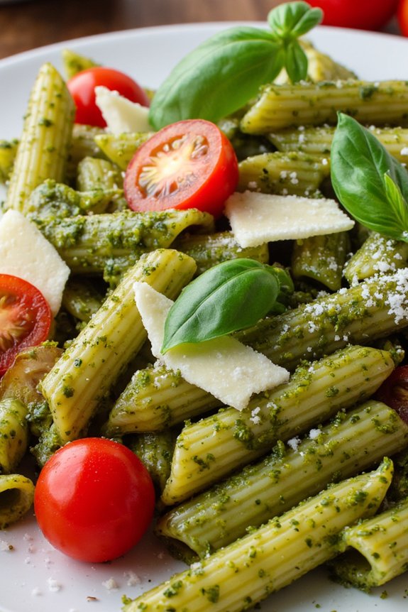penne pasta with pesto