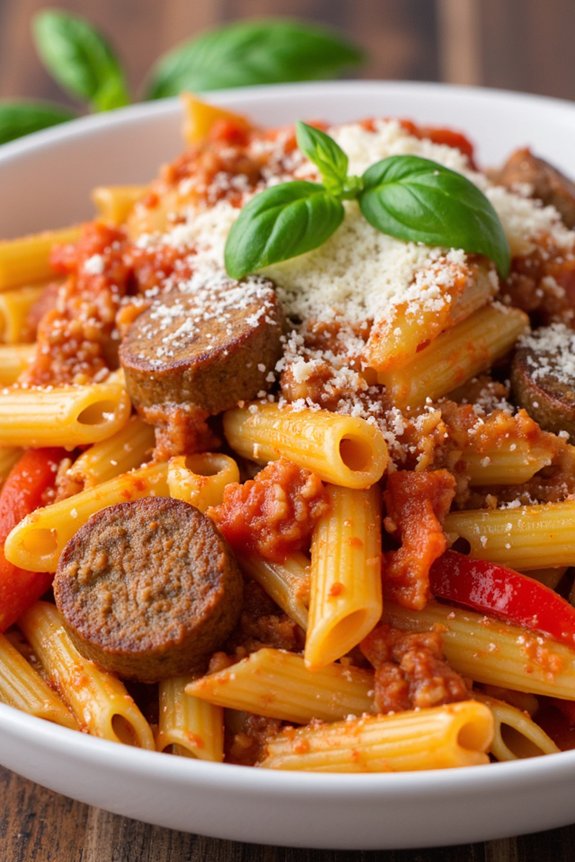 penne pasta with sausage